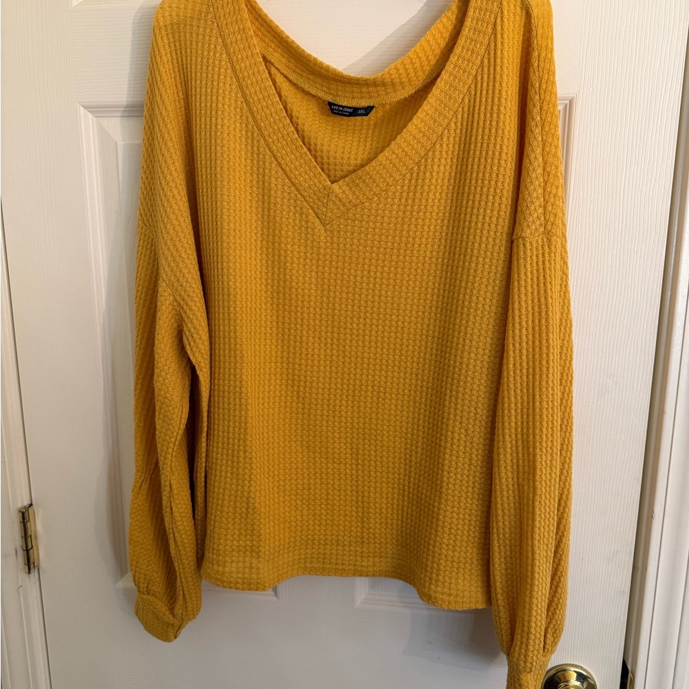 SHEIN Mustard V-Neck Sweater